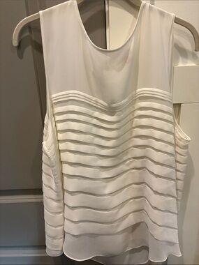 Vince Camuto White Sleeveless Layered Ruffle Tank